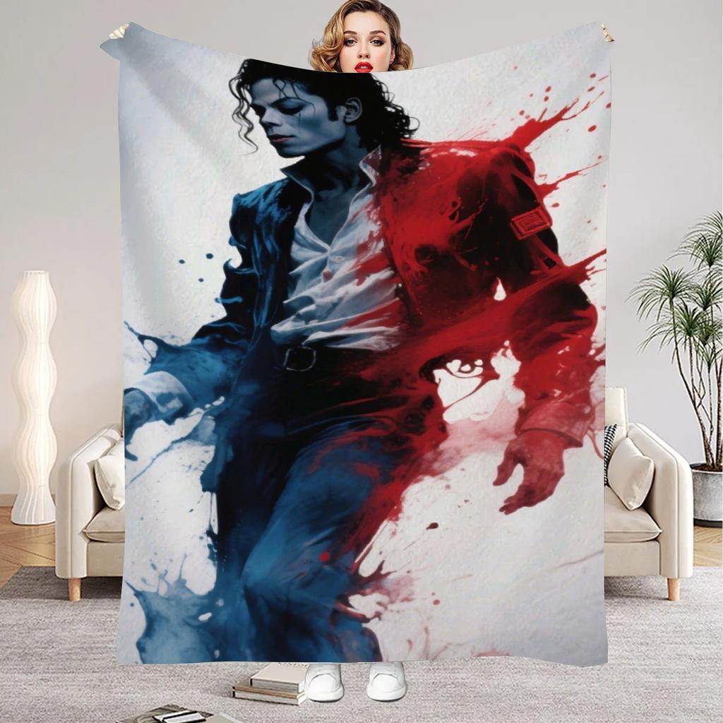 Michael-Jackson Ρετρό Εκτύπωση HD Κουβέρτα Μαλακή Ρίχτρα για Σπίτι Υπνοδωμάτιο Κρεβάτι Καναπέ Ταξίδι Γραφείο Μονόχρωμη Κάλυψη Κουβέρτα Ενήλικες