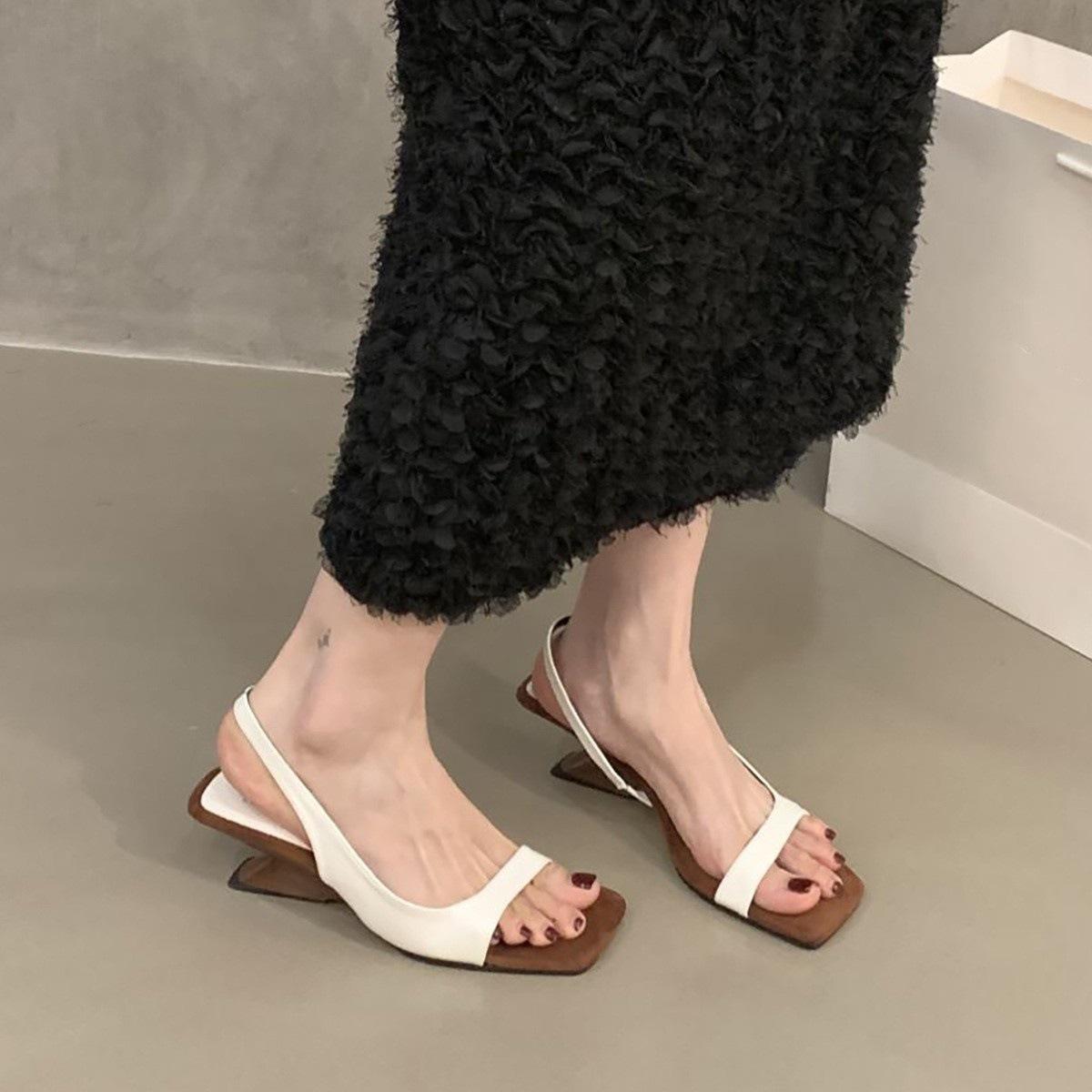 

French wedge heel with sandals female gentle temperament open-toed high heels with skirt fairy Roman shoes 40 белый