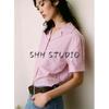 Spring and Summer New Arrival Women's Clothing Casual Shorts 6929409 Stripes Short Sleeve Casual Short Shirt 0975018