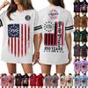 Damen Casual Mode V-Ausschnitt Sport Unabhängigkeitstag Druck Kurzarm Sport T-Shirt Top