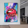 Pintura en lienzo de labios sexys de chica, grafiti callejero pop, carteles e impresiones de arte de pared, imagen de pared moderna para decoración del hogar del dormitorio