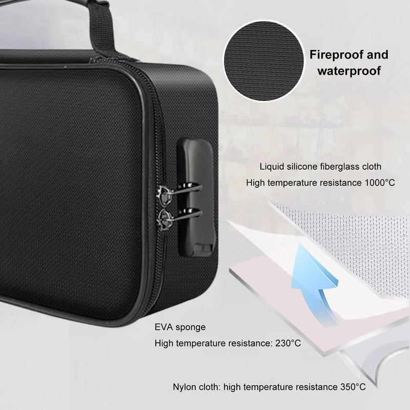 Feuerfeste Dokumentenbox Feuerfeste Dokumententasche mit Schloss 3-lagige feuerfeste wasserdichte sichere Tasche für Akten Reisepass Zertifikate