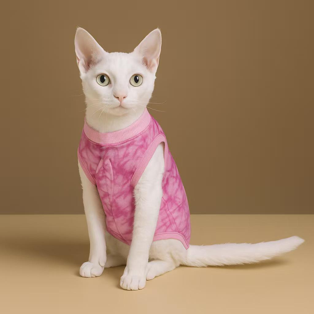 Combinaison Post-Op Stérilisation pour Chat - Anti-léchage, Anti-grattage, Douce, Confortable, Ajustée, Ensemble Couleur Unie pour Chats en Sevrage