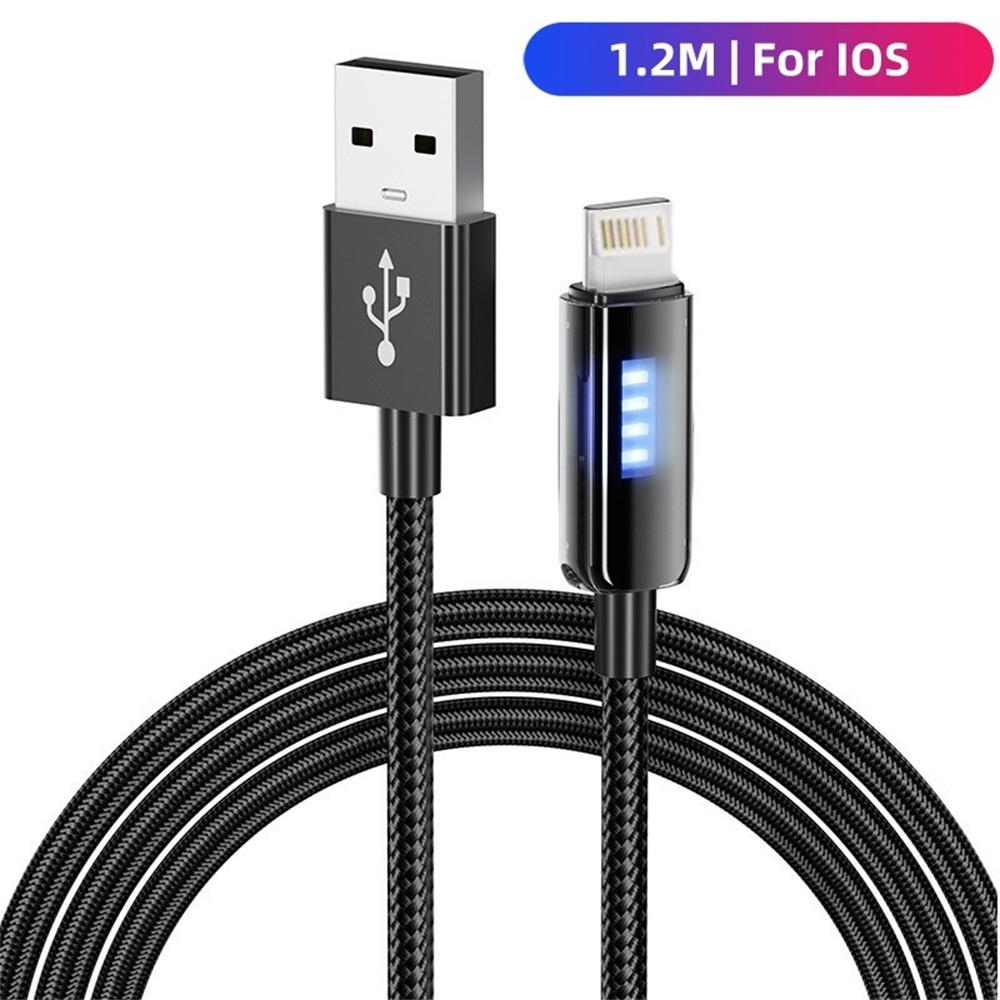 

120W Fast USB To Type C Cable Fast Charging Data Cord With Horse Racing Indicator Light For iPhone 15 Xiaomi Samsung USB C Cable