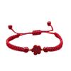 Handmade Lucky Cinnabar Clover & Flower Braided Red Rope Bracelet