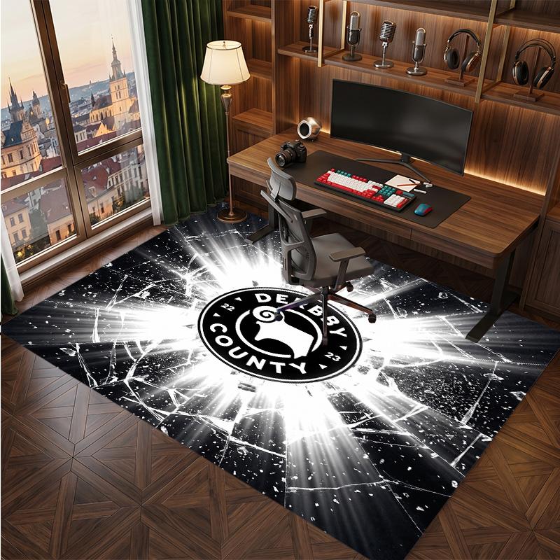 Tappeto in Velluto di Cristallo con Stampa del Derby County Football, Comodo Assorbente d'Acqua Antiscivolo Tappeto per Pavimenti Interni