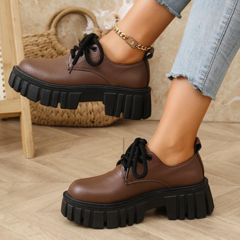 Fashion Women's Thick Heel Shoes Spring New Round Head Deep Mouth Front Strap Thick Sole Anti-slip Wear-resistant Low-top Shoes