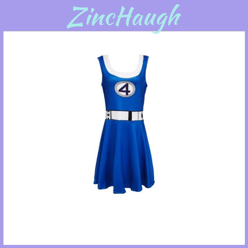 Fantastic Four Invisible Woman Bodysuit For Stage Performance Cosplay With Stretchy Polyester For Adults