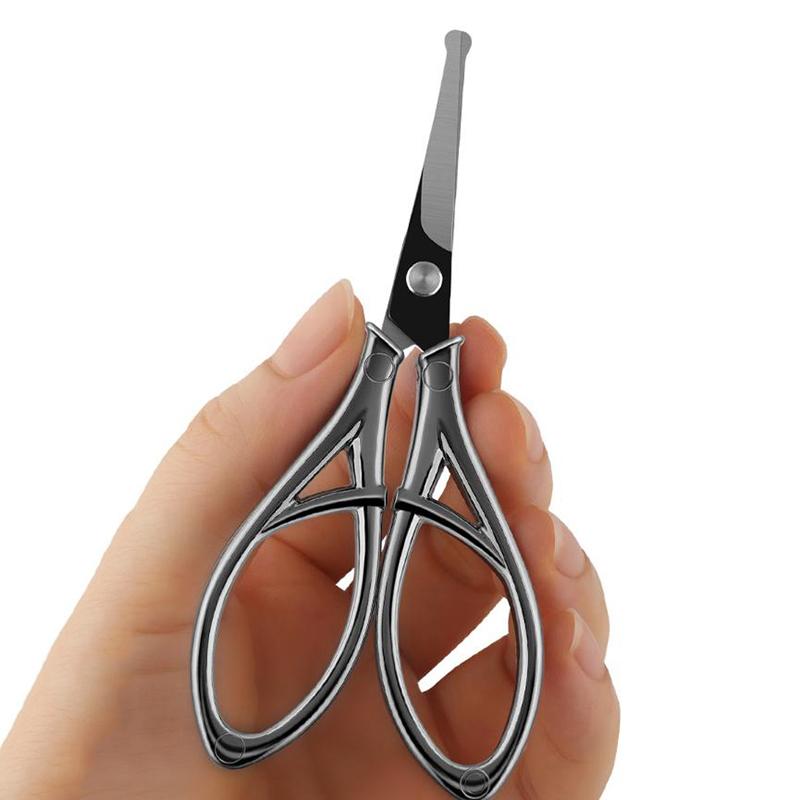 Nose Hair Scissors Mini Stainless Steel+Abs Round Head Beauty Trimmer Nose Hair Trimmer Portable Ergonomics Nose Hair Cutter