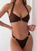 2025 Cross-border Women's Ribbed Halter Swimsuit: New European & American Style Bikini
