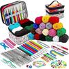 Kit de Croșetat cu 105 Piese cu Croșete Set de Fire - Pachet Premium Include Ghemuri de Fire, Ace, Kit de Accesorii, Geantă de Pânză și Mult Mai Mult