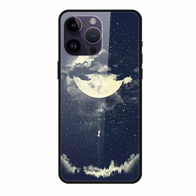 Glass Back Cover For iphone 16 Pro Max Phone Case 16Pro Max Hard Tempered Glass Case For iphone 15 Pro Max Case Soft TPU Bumper