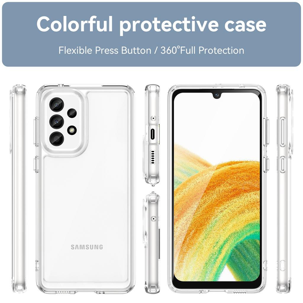 Phone Cover for Samsung Galaxy A33 5G Clear Case with Electroplating Buttons (Big Rear Lens Hole)