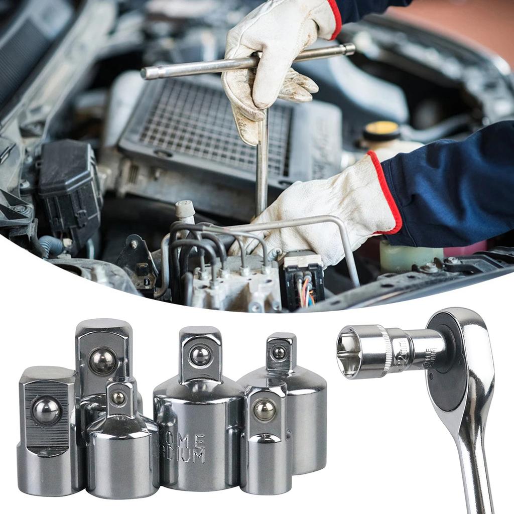 6Pcs Socket Adapter Set 1/4inch To 3/8inch 3/8inch To 1/4inch 3/8inch To 1/2inch 1/2inch To 3/8inch 1/2inch To 1/4inch