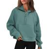 Autumn and Winter Yoga Clothes Women's Sports Half-chain Hoodie Sweater Loose Short Plus Velvet