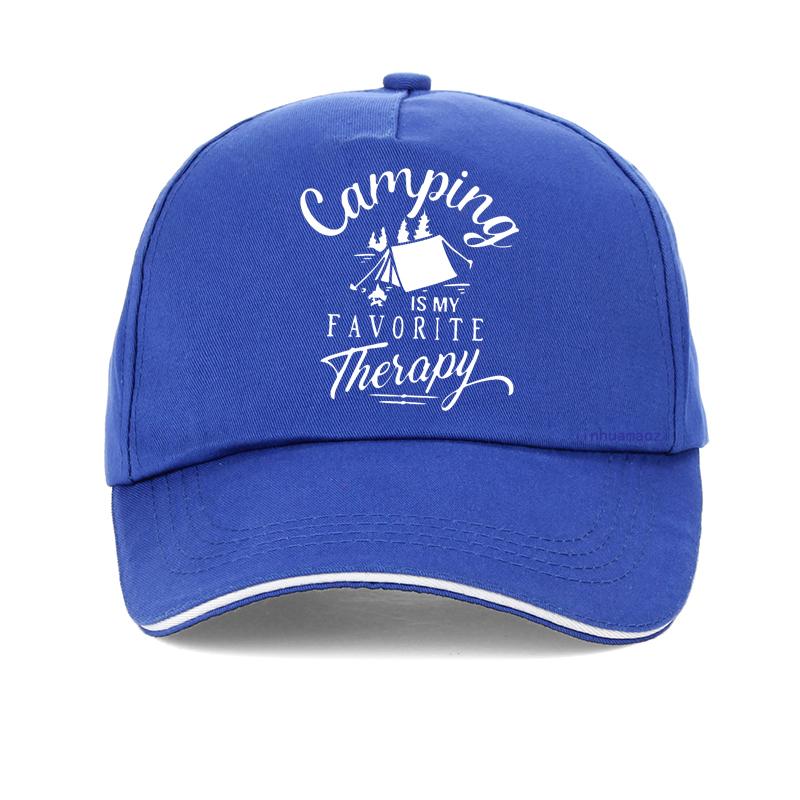 Camping Is My Favorite Therapy Quotes Funny Unisex Baseball Cap Summer Men Women Outdoors Hat