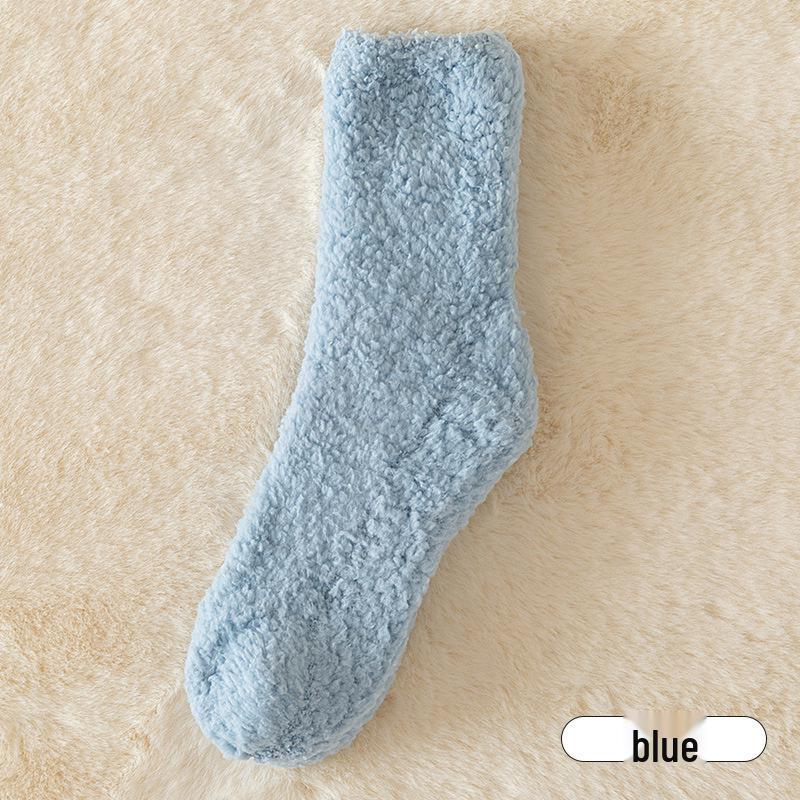 Women's Warm Fuzzy Mid-Calf Fleece Socks - Striped & Fluffy Japanese Style