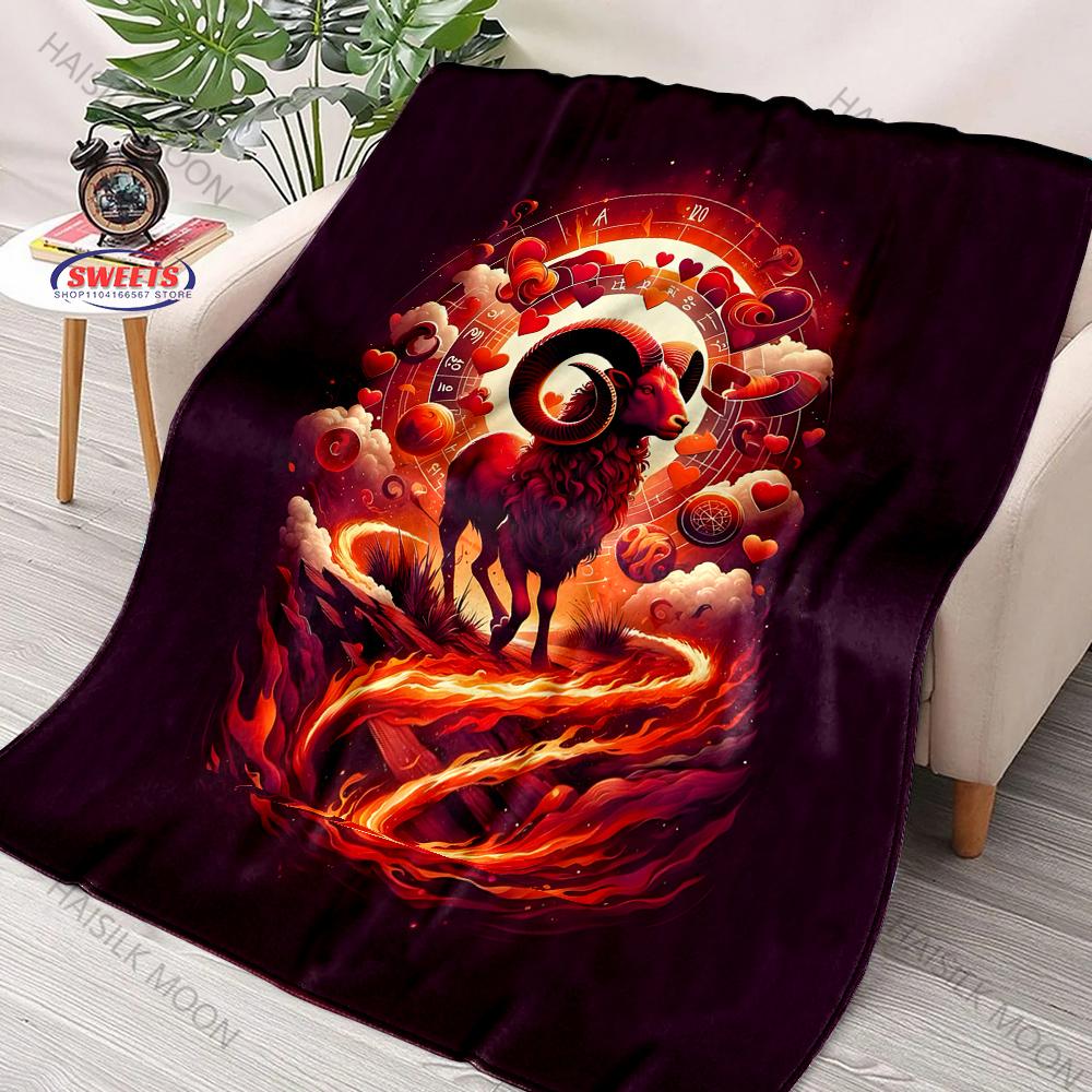 6 Sizes Capricorn, Zodiac Theme Pattern Printed Blanket,Throw for Bed, Couch & Travel Ultra Soft & Cozy Gift for Friend Family 75X95CM