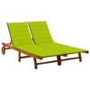vidaXL 2-Person Sun Lounger with Cushions Solid Acacia Wood