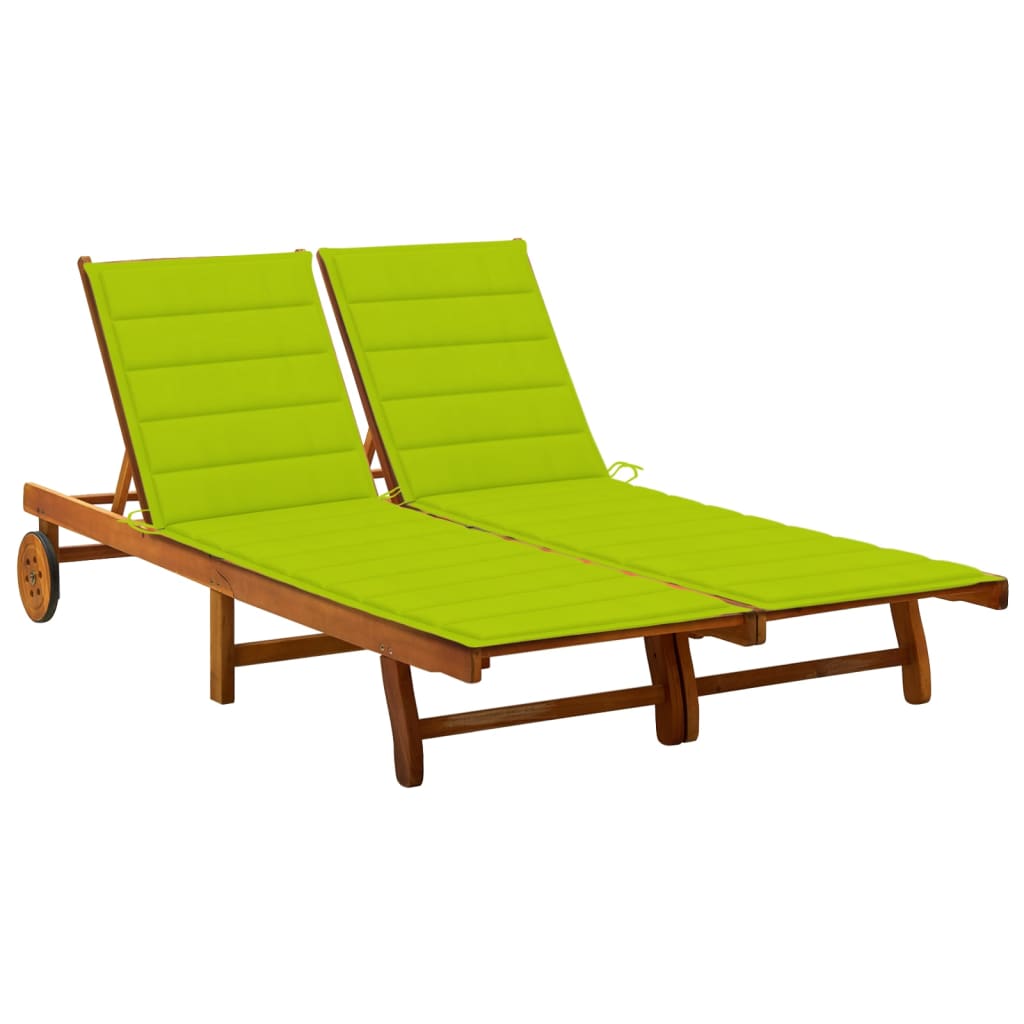 vidaXL 2-Person Sun Lounger with Cushions Solid Acacia Wood