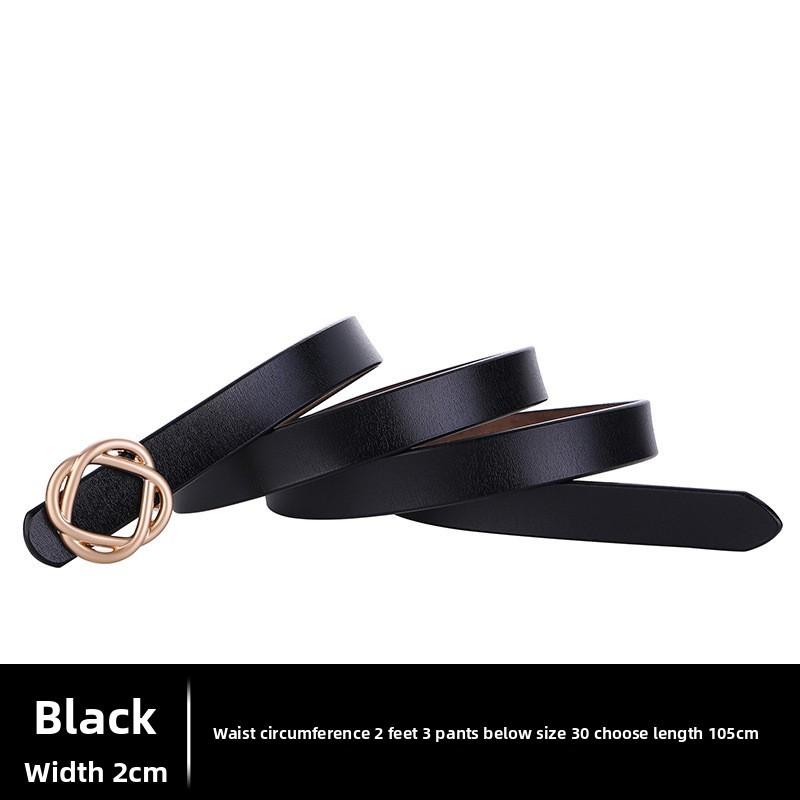 Leather Female Waist Belt With Smooth Snap Closure For Daily Outfits