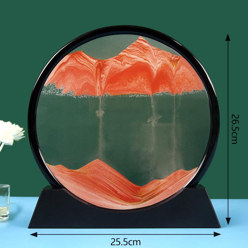 7 Inch Flowing Sand Picture Hourglass Sand Art Decor for Desk Wooden Frame Landscape Tabletop Ornament for Living Room Office