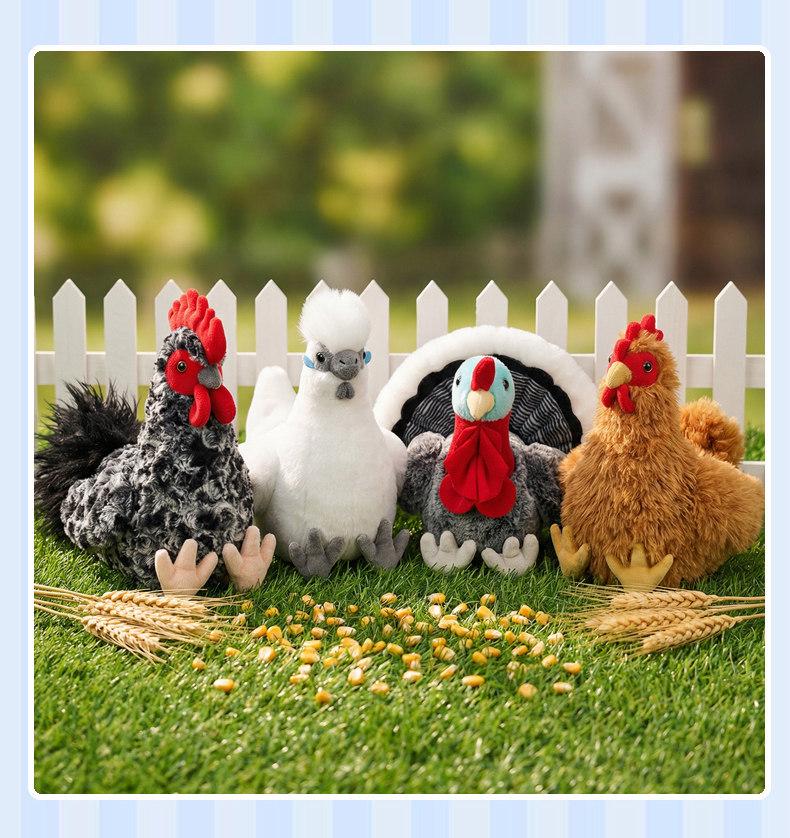 Wuji White Chicken Plush Toy - Reed Flower Rooster Hen Doll Pillow Prop