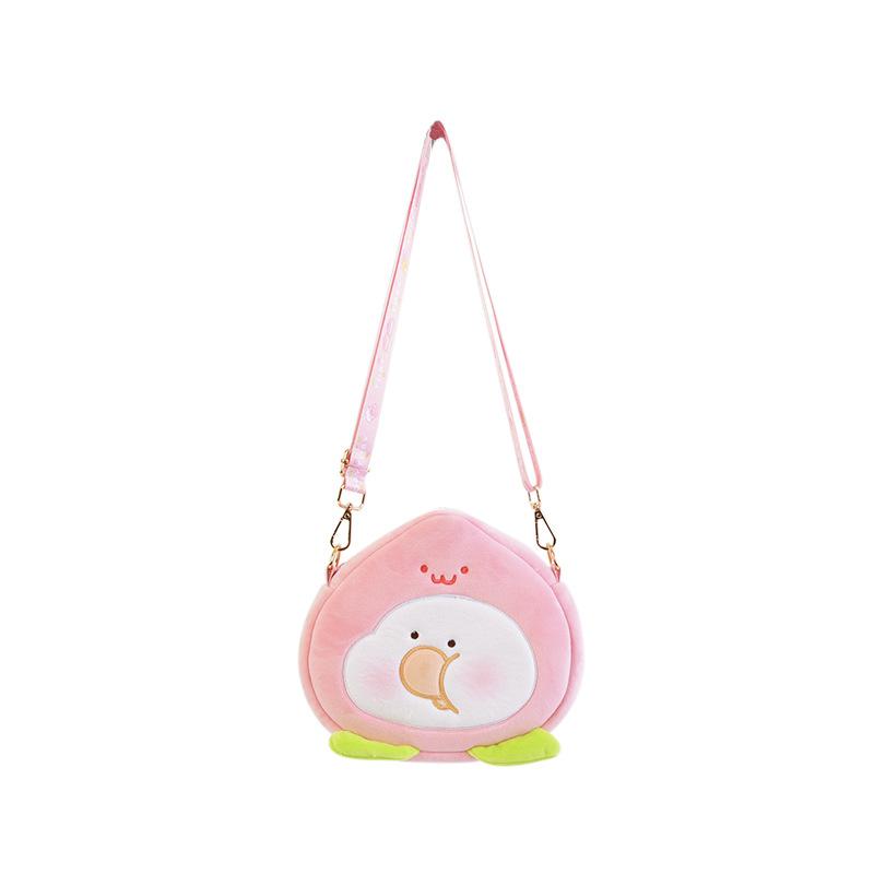 Peach Toby Plush Toy Stuffed Doll Pillow Out Storage Messenger Bag Girls Gift