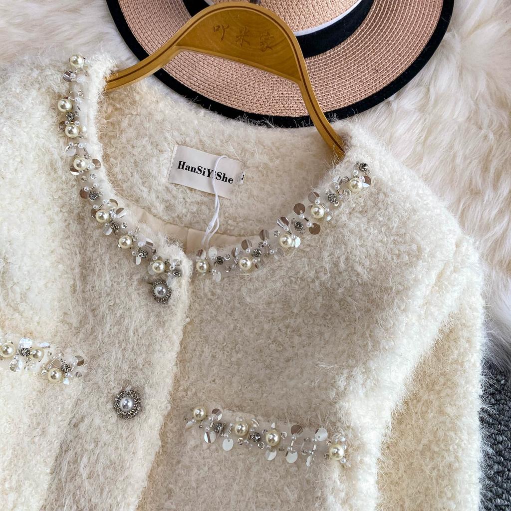 Autumn Winter Women Luxury Mink Faux Fur Full Sleeve Single Breasted Short Jacket Coat Christmas Outerwear With Pocket