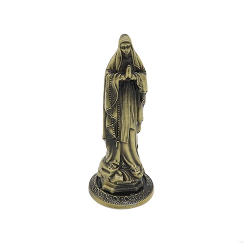 62KD Metal Maria Figurine Vintage Antique Christian Religious Figure Statue Ornament