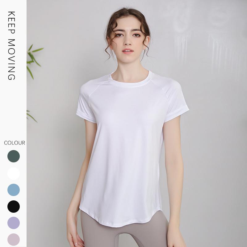 

Летняя быстросохнущая спортивная футболка для йоги, свободные топы для тренировок, фитнеса, дышащая футболка M белый