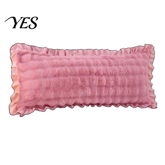 Luxury Decorative Sofa Cushion Covers Fluffy Body Pillow Cover, Faux Rabbit Fur Bed Cover with Zipper, Ruffle Hidden Zipper Trim, Plush Bubble