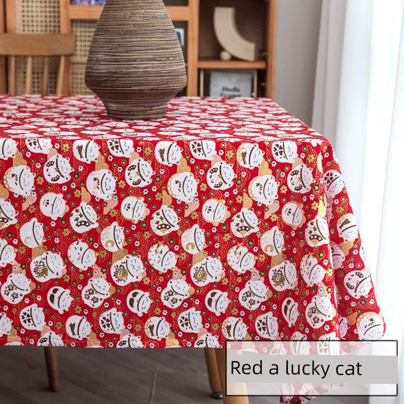 

Хлопковая скатерть в японском стиле, штамповка, магазин японских тканей, скатерть для обеденного стола, ткань для кофейного столика, рукоделие, прямоугольная, квадратная, для дома Red-lucky cat 60*60cm (lock edge)