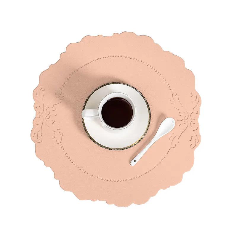 INS Nordic Leather Embossed Placemats Pads Western Table Mat Creative Heat-Resistant Waterproof Oil-Proof Light Luxury Retro Mat