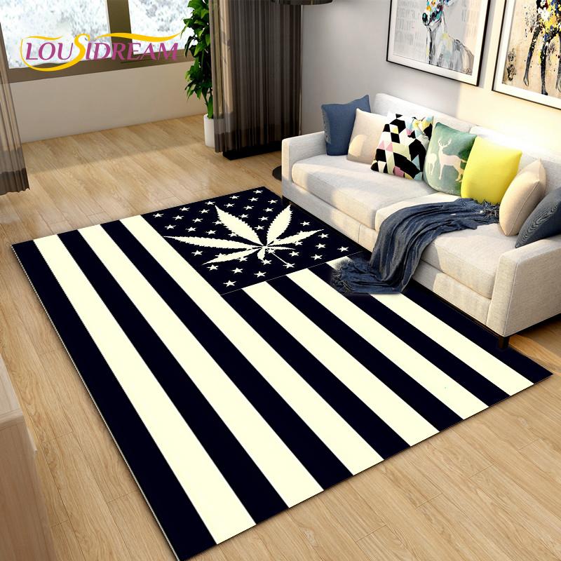 Reggae Music Jamaican Style Maple Leaf Area Rug,Carpet Rug for Living Room Bedroom Sofa Decoration,Kitchen Non-slip Floor Mat