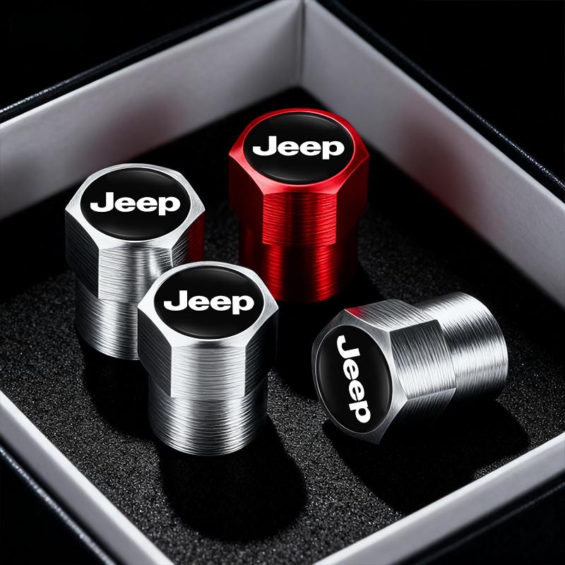 Pour Jeep Capuchons Métalliques de Valves de Pneus Voiture Capuchons d'Air de Valve de Roue de Pneu en Aluminium Pour Jeep Renegade Wagoneer Avenger Recon Wrangler