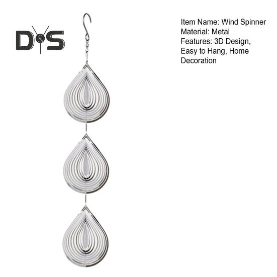 3D Waterdrop Wind Spinner Bird Scare Decoration Outdoor Garden Yard Farm Hanging Metal Wind Chime Bird Deterrent Device Ornament