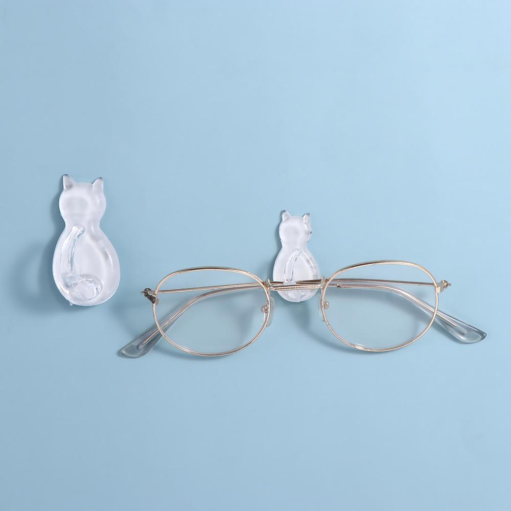 2 Pcs Self-adhesive Cat Hooks Plastic Cat Key Holder Wall Storage Hook Cat Shape Wall Hook Bedroom
