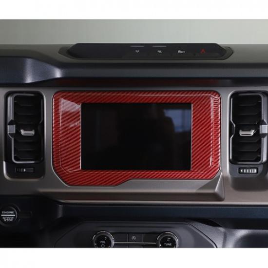Red Carbon Central Console GPS Navigation Panel Frame Trim Cover For Bronco 21+