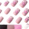 24 pieces of new Valentine's Day manicure, sweet and cute matte pink love polka dots, medium and long wearing armor