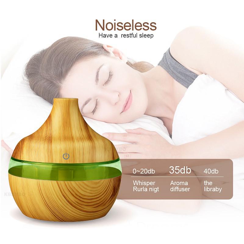 300ml USB Aroma Diffuser and Humidifier with Wood Grain Design and Silent Operation