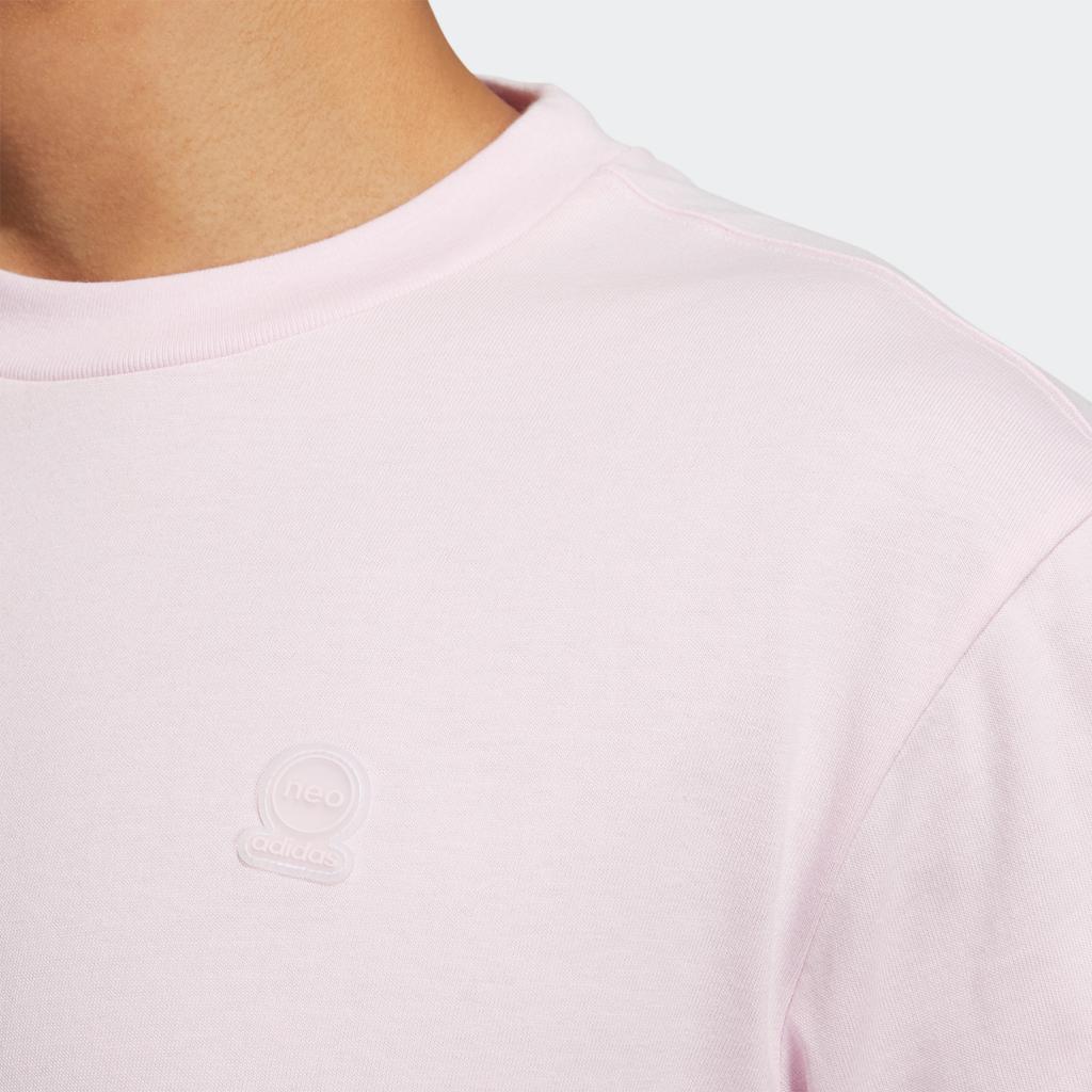Adidas Neo Solid Color Crew Neck Sports T-Shirt Unisex Tops Clear-Pink HS6815