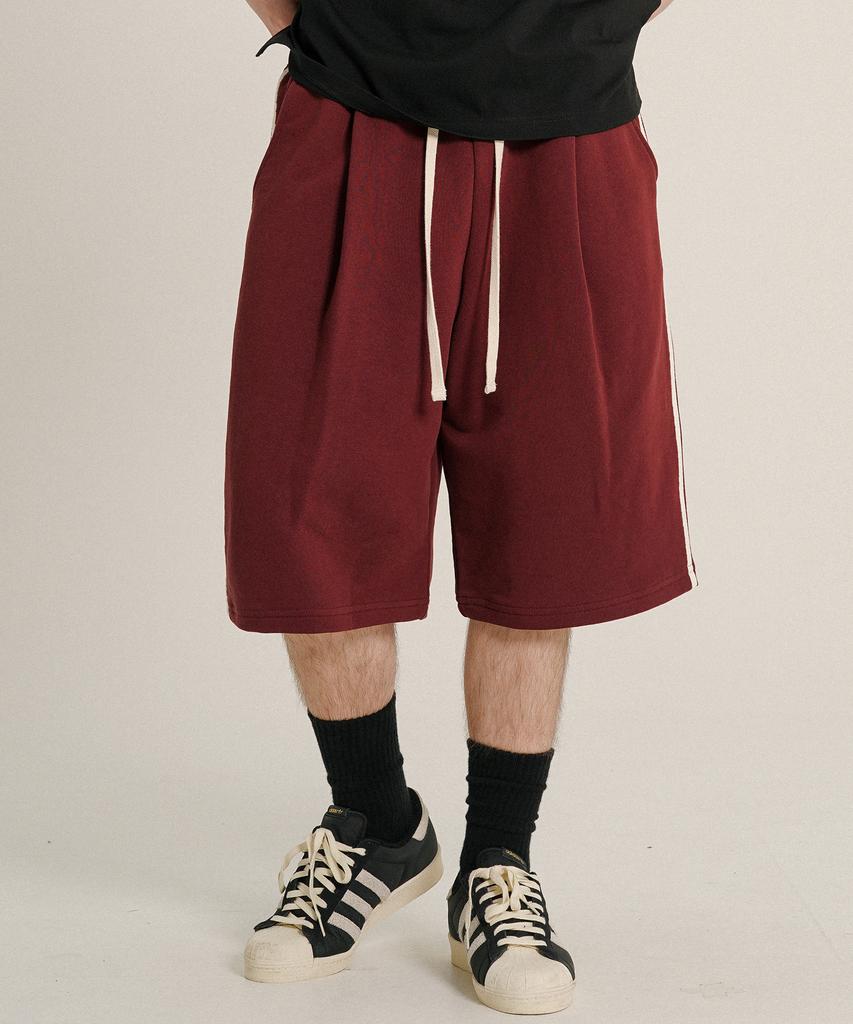 Jemeot Side Track One-Pleat Half Pants Burgundy Oysp2627