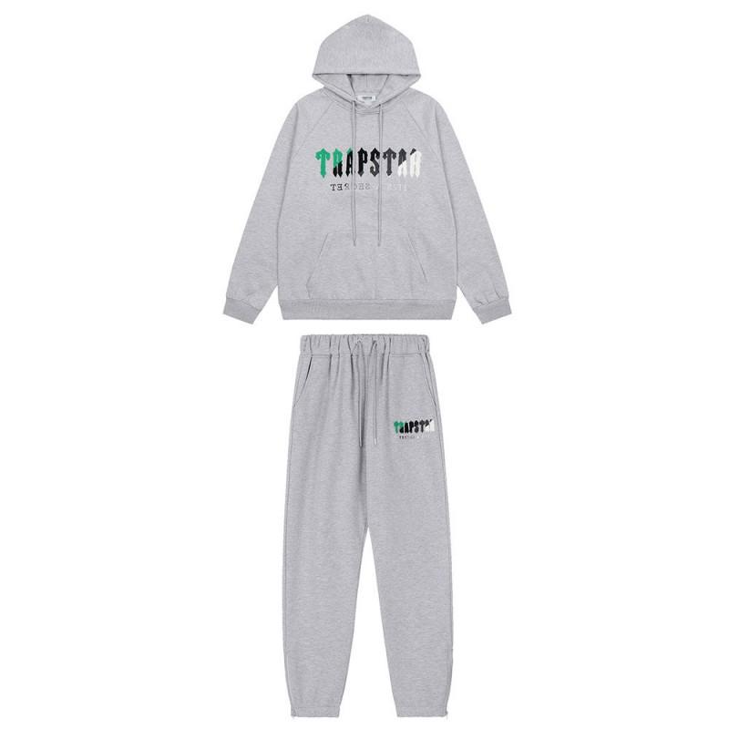 Herren Gradient Buchstaben Bestickter Hoodie Jogginganzug Set - Übergroß Fleece Warm Lässig Trainingsanzug Winter