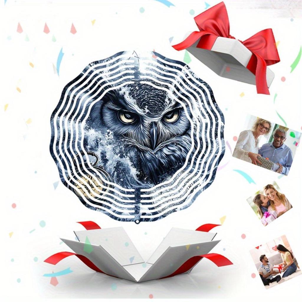 2D Metal Mandala Wind Spinner Sailor Owl Design Outdoor Garden Patio Decor Hanging Wind Chime No Power Needed Easy to Install