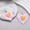 Fashion Sweet Love Heart Drop Dangle Earrings For Women Bohemian Vintage Texture Acrylic Geometric Wedding Jewelry Earrings Gift