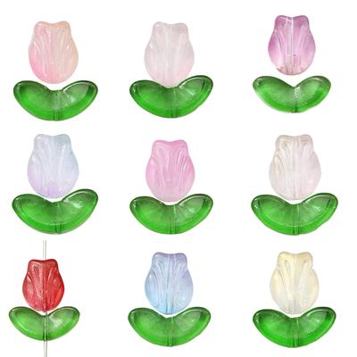 Perline di cristallo Perline distanziatrici sciolte a forma di fiore di tulipano per la creazione di gioielli con braccialetti, collane fai-da-te