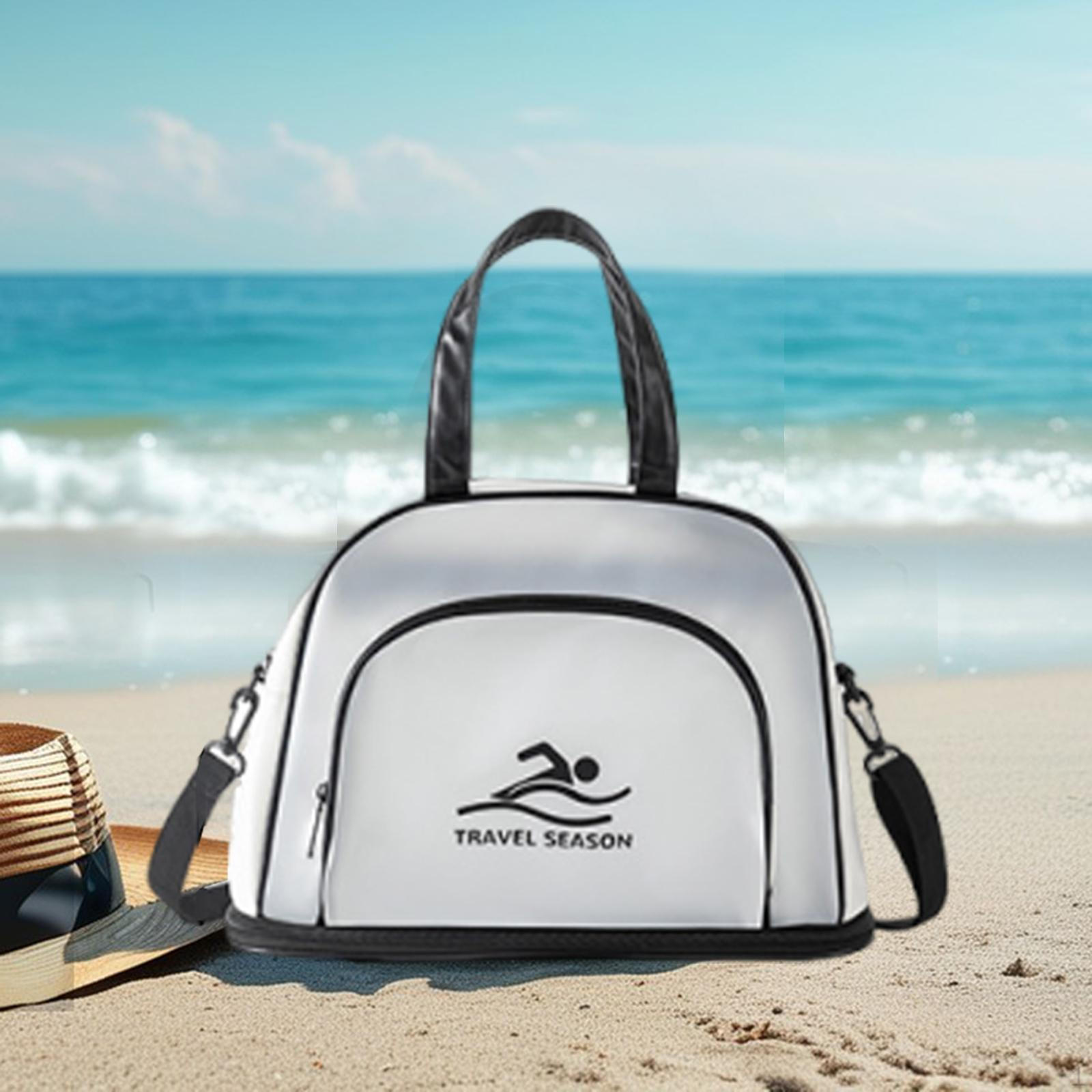 

Пляжная сумка для плавания, сумка-тоут, многоразовая, легкая, многофункциональный органайзер для хранения, дорожная, для плавания белый