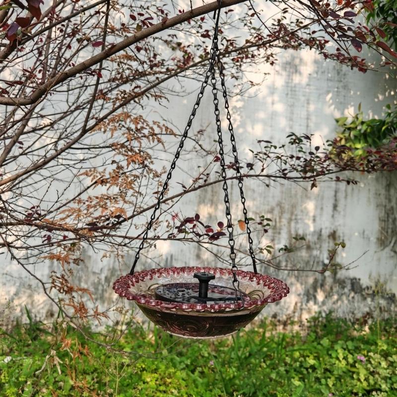 Solar Bird Baths Hangable Shower Bowl Solar Fountain For Bird Bath With Water Pumping Birdbath For Outdoor Garden