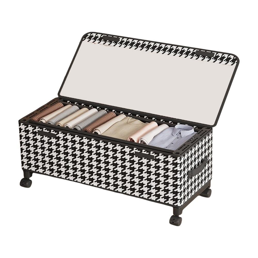 Space Saving Mobile Under Bed Organizer Large Capacity Transparent Cover Storage Box  for Home